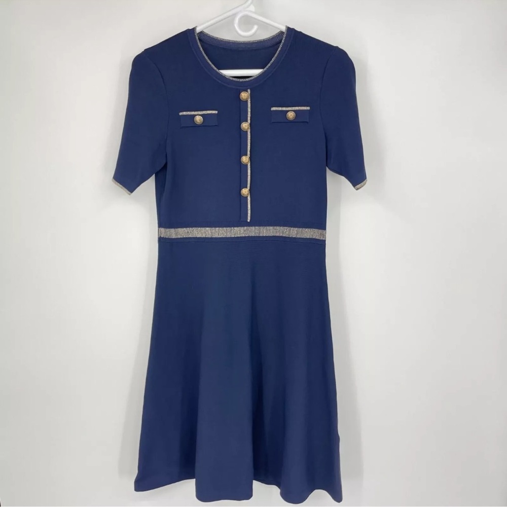 Ezpopsy Crew Neck Slim Knitted Nautical Style Dress Women's Size Large